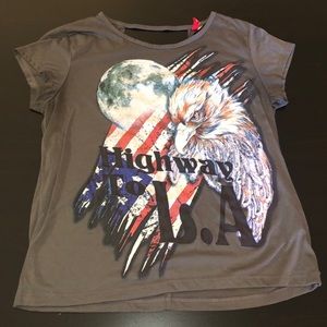 Gray ‘Highway to LA’ Eagle & American Flag Tee